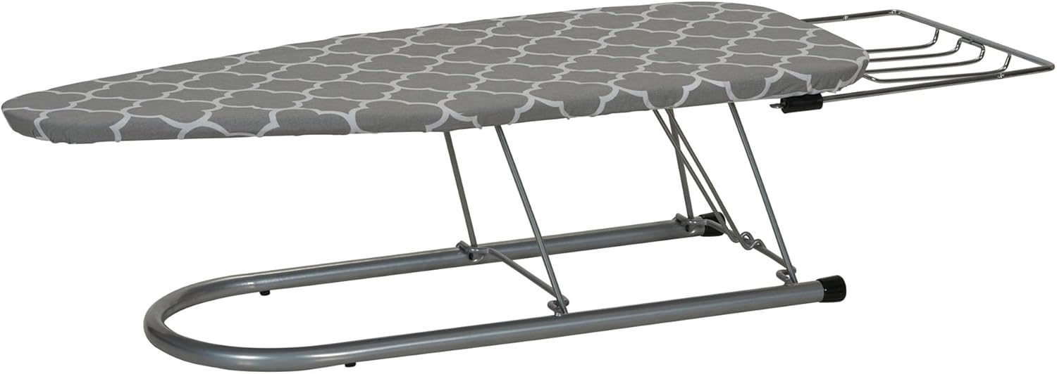 Household Essentials Steel Top Table Top Ironing Board with Iron Rest, Steel Mesh with Cotton Cover, Gray and White Household Essentials Steel Top Table Top Ironing Board with Iron Rest, Steel Mesh with Cotton Cover, Gray and White