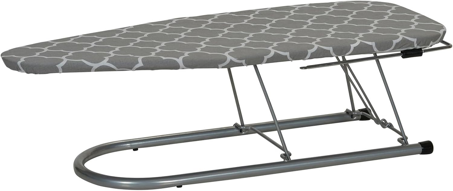 Household Essentials Steel Top Table Top Ironing Board with Iron Rest, Steel Mesh with Cotton Cover, Gray and White6