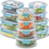 JoyJolt 24pc Fluted Glass Storage Containers with Lids. 12 Airtight, Freezer Safe Food Storage Containers, Pantry Kitchen Storage Containers, Glass Meal Prep Containers for Lunch