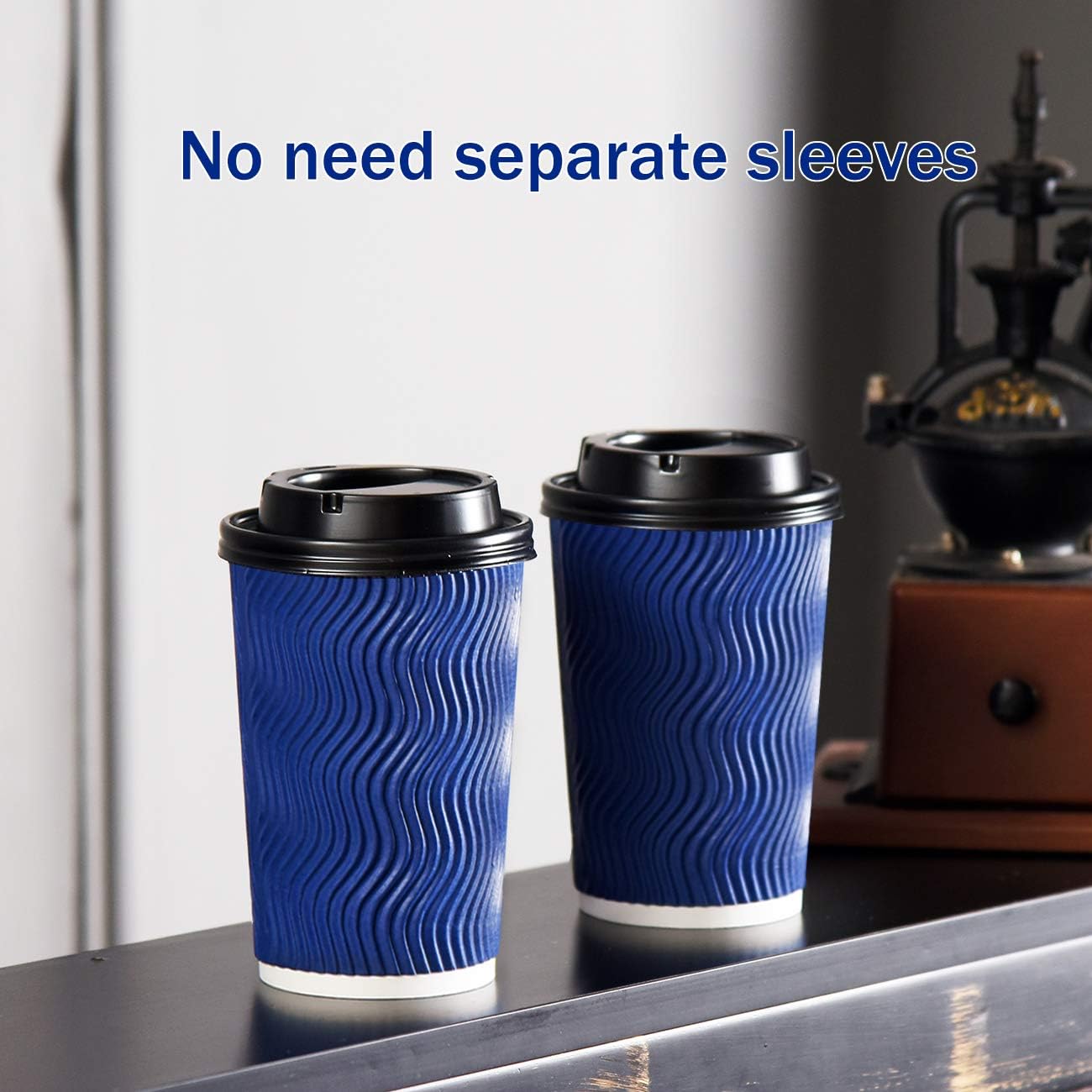 Kindpack Disposable Coffee Cups with Lids and Straws 12 oz (90 Set) - Hot Paper Coffee Togo Cup with Lid To Go for Hot Cold Beverages Espresso Tea Water Insulated Reusable Durable Drinks Ripple Cups1