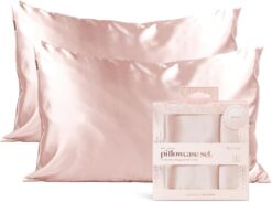 Kitsch Satin Pillowcase with Zipper for Hair and Skin Queen Size, Softer Than Silk Pillow Cases, 2 Pack Cooling Pillow Covers, Machine Washable, Satin Pillow Cases Standard Size Set of 2 19