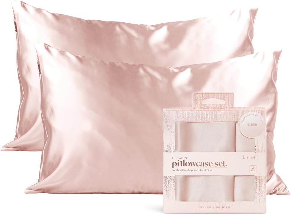 Kitsch Satin Pillowcase with Zipper for Hair and Skin Queen Size, Softer Than Silk Pillow Cases, 2 Pack Cooling Pillow Covers, Machine Washable, Satin Pillow Cases Standard Size Set of 2 19 x26 Blush Kitsch Satin Pillowcase with Zipper for Hair and Skin Queen Size, Softer Than Silk Pillow Cases, 2 Pack Cooling Pillow Covers, Machine Washable, Satin Pillow Cases Standard Size Set of 2 19"x26" Blush