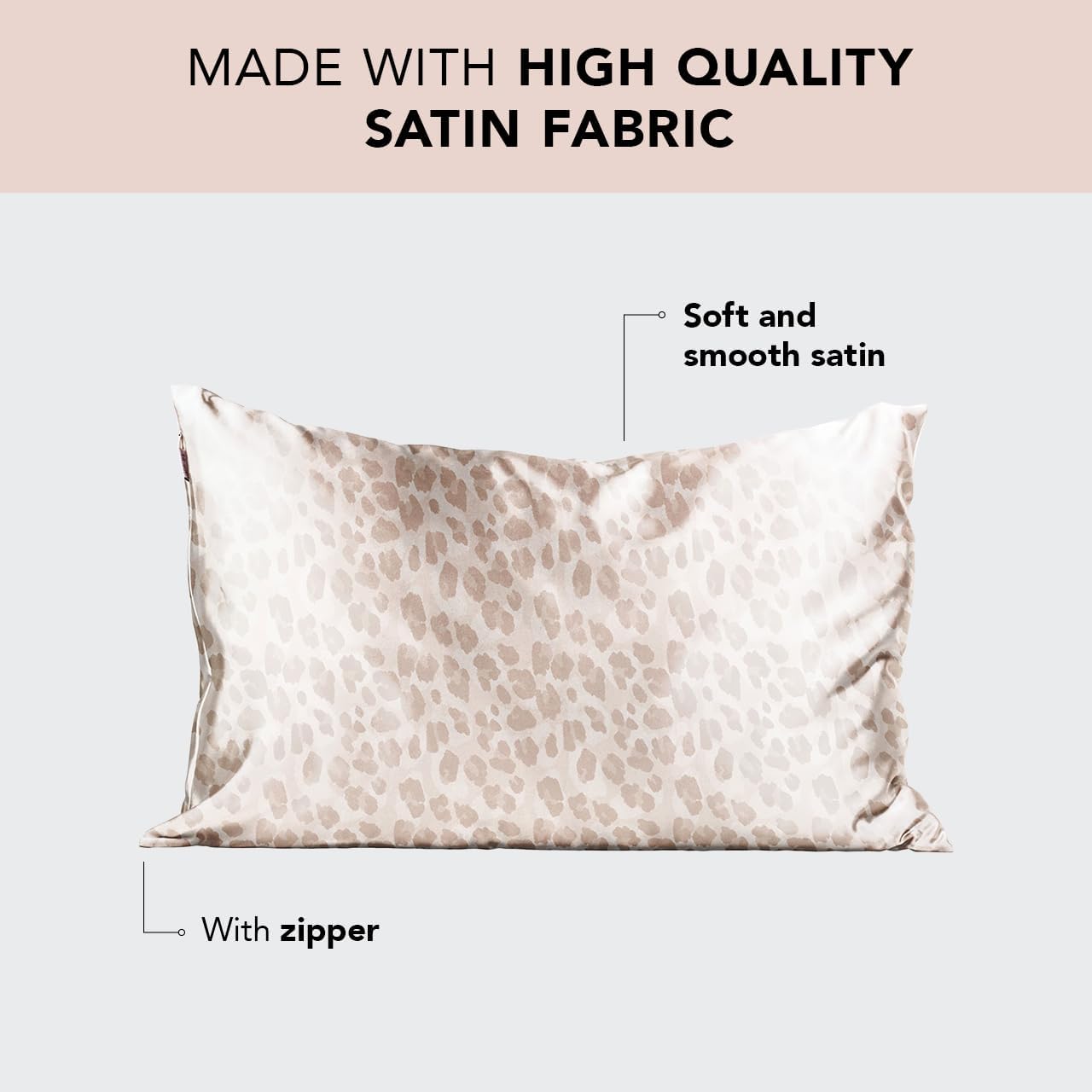 Kitsch Satin Pillowcase with Zipper for Hair and Skin Queen, Softer Than Silk Pillow Cases, 2 Pack Cooling Pillow Covers, Machine Washable, Satin Pillow Cases Standard Size Set of 2 19 x26 (Leopard)2
