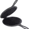 Lehman's Cast Iron Waffle Maker, Two Piece Hinged Non-Electric Waffle Iron for Stovetop or Grill Makes 7" Round Waffles, Non-Drip Double Rim, 8 pounds
