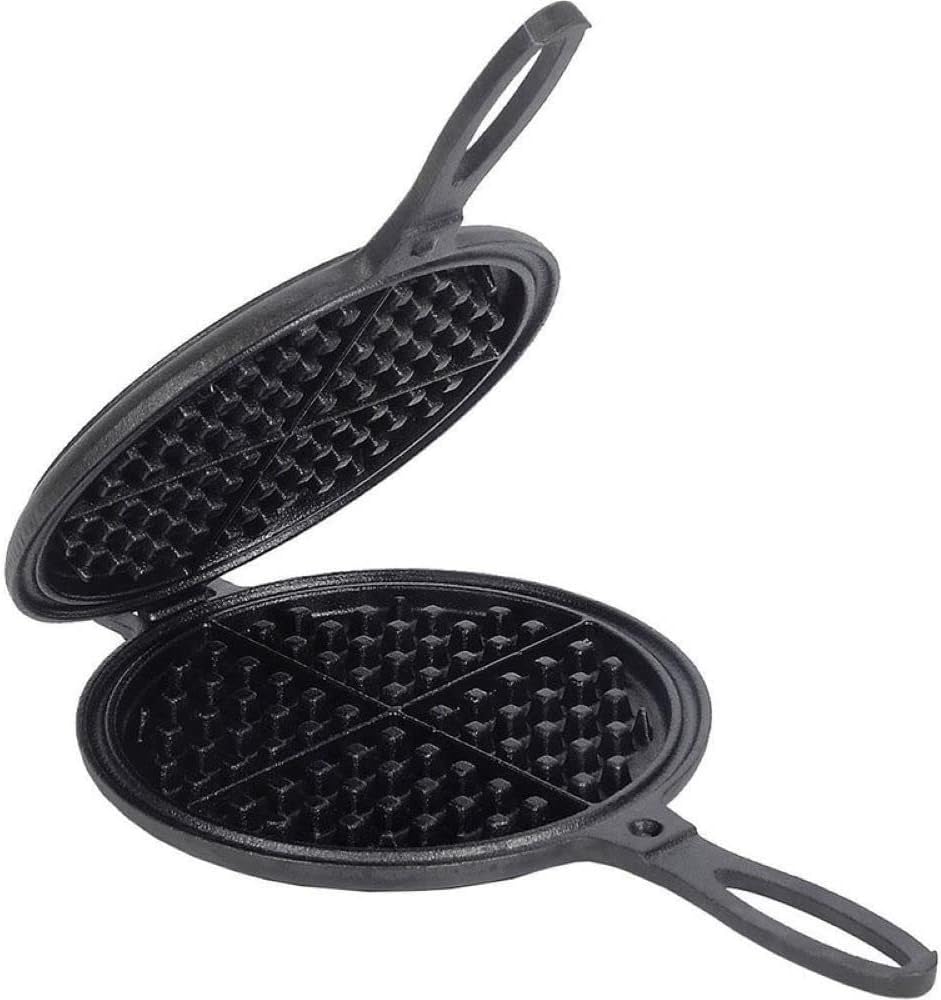 Lehman's Cast Iron Waffle Maker, Two Piece Hinged Non-Electric Waffle Iron for Stovetop or Grill Makes 7 Round Waffles, Non-Drip Double Rim, 8 pounds Lehman's Cast Iron Waffle Maker, Two Piece Hinged Non-Electric Waffle Iron for Stovetop or Grill Makes 7" Round Waffles, Non-Drip Double Rim, 8 pounds
