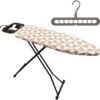 Lightweight Iron Board, Safety Iron Holder, Bonus Built-in Smart Hanger & Extra Clothes Hanger, Foldable Ironing Board Standard Size, Heavy Duty Compact Iron Table Ironing Board (13x43)