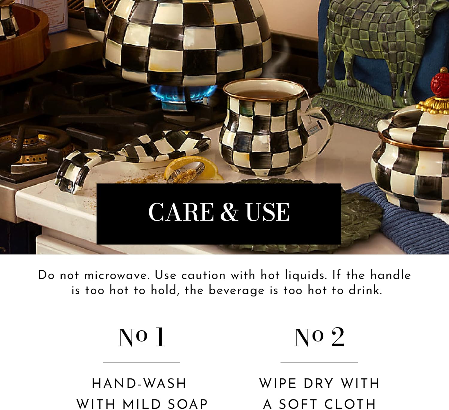 MACKENZIE-CHILDS Enamel Mug, Cute Enamelware Coffee Mug or Tea Mug, 16 Ounces, Unique Drinkware, Courtly Check6