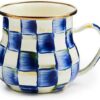 MACKENZIE-CHILDS Enamel Mug, Cute Enamelware Coffee Mug or Tea Mug, 16 Ounces, Unique Drinkware, Royal Check