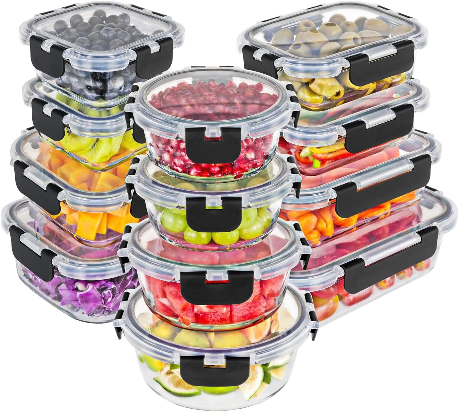 Magic Mill Glass Storage Containers with lids Set Ultimate 24pc Set with BPA-Free Airtight Locking Lids for Lunch, Food Storage, Meal Prep, Safe in Fridge, Freezer, Dishwasher Safe for Easy Clean Magic Mill Glass Storage Containers with lids Set | Ultimate 24pc Set with BPA-Free Airtight Locking Lids for Lunch, Food Storage, Meal Prep, Safe in Fridge, Freezer, Dishwasher Safe for Easy Clean