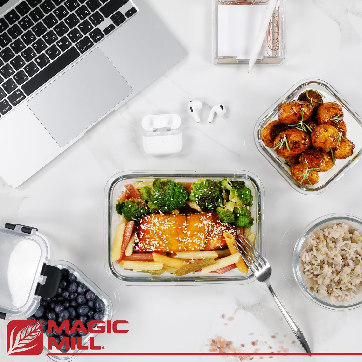 Magic Mill Glass Storage Containers with lids Set Ultimate 24pc Set with BPA-Free Airtight Locking Lids for Lunch, Food Storage, Meal Prep, Safe in Fridge, Freezer, Dishwasher Safe for Easy Clean9