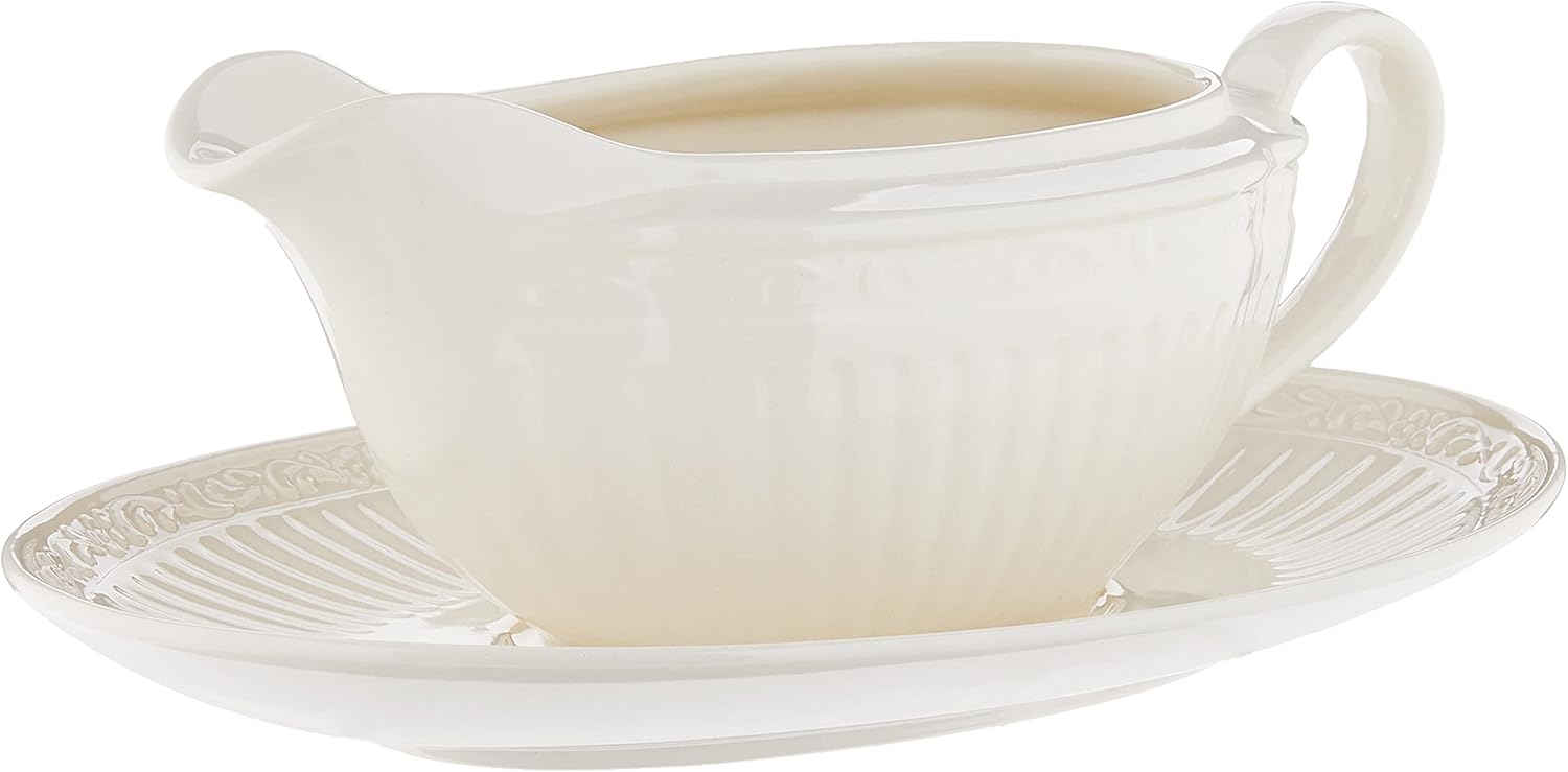 Mikasa Italian Countryside Gravy Boat and Saucer Set, White - DD900-742 Annovero 72 oz Bowls | Extra Large Serving Bowls Set of 3 | Colorful Porcelain Dishes for Eating Soup, Salad, Pasta, Fruit | Microwave & Oven Safe | Great for Dinner Parties or as Gift