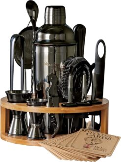 Mixology & Craft Bartender Kit - 15 Piece Set Including Cocktail Shaker and Bar Accessories, Perfect for Drink Mixing at Home, Plus Exclusive Recipe Cards, Gun Metal