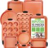 NutriChef 10-Piece Non-Stick Baking Pans Set - Premium Nonstick Carbon Steel Oven Bakeware - Includes Cookie Sheets, Muffin & Cake Pans, Pizza Crisper, Roasting Pans, w/Silicone Handles - Copper