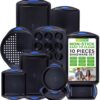 NutriChef 10-Piece Nonstick Bakeware Set - Heavy Duty Carbon Steel Baking Trays w/Silicone Handles - Includes Cookie Sheets, 12-Cup Muffin Pan, Pizza & Loaf Pan, Round & Square Pans - Easy to Clean