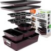 NutriChef 8-Piece Nonstick Stackable Bakeware Set - PFOA, PFOS, PTFE Free Baking Tray Set w/Non-Stick Coating, 450°F Oven Safe, Round Cake, Loaf, Muffin, Wide/Square Pans, Cookie Sheet (Plum)