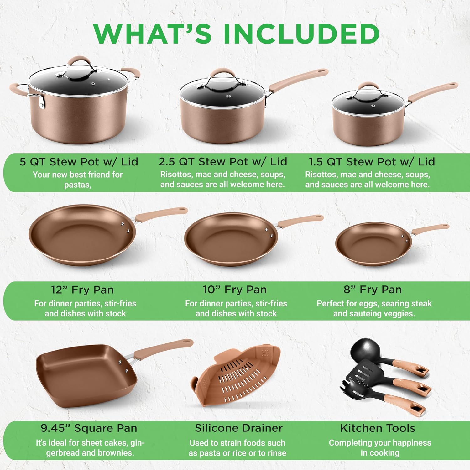 Nutrichef 20 Piece Professional Home Kitchen Cookware and Bakeware, Pots and Pans Set Non Stick Kitchenware, Cool-Touch Handles, Non Toxic, Safe for Gas, Electric, Induction Cooktops, Easy Clean2
