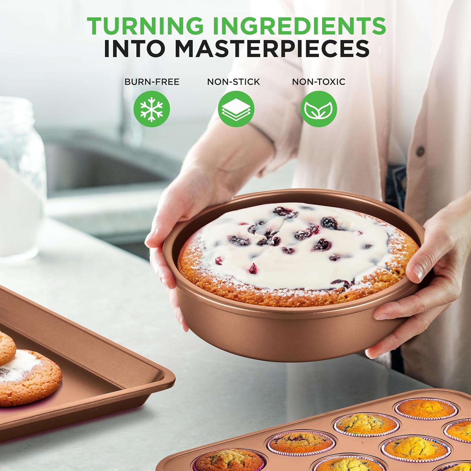 Nutrichef 20 Piece Professional Home Kitchen Cookware and Bakeware, Pots and Pans Set Non Stick Kitchenware, Cool-Touch Handles, Non Toxic, Safe for Gas, Electric, Induction Cooktops, Easy Clean8
