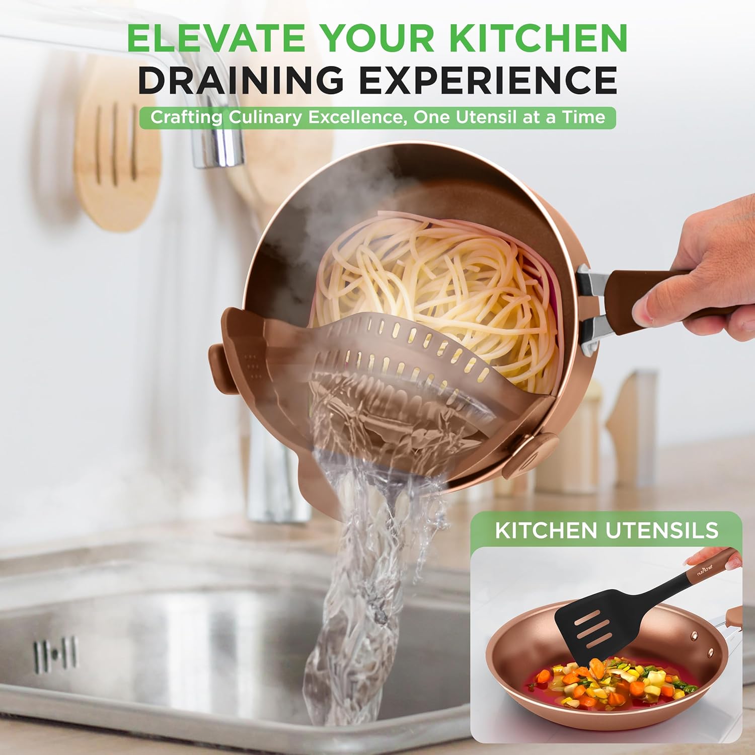 Nutrichef 20 Piece Professional Home Kitchen Cookware and Bakeware, Pots and Pans Set Non Stick Kitchenware, Cool-Touch Handles, Non Toxic, Safe for Gas, Electric, Induction Cooktops, Easy Clean9