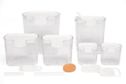 Progressive ProKeeper Baker's Airtight Kitchen Storage Canister Container Set for Flour, Sugar & More, Keeps Ingredients Fresh, with Accessories (White, 6- Piece)