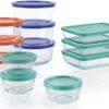 Pyrex Simply Store 12-Pack Mixed Sized Glass Food Storage Set, Round & Rectangular Containers With Lids, BPA-Free, Dishwasher & Microwave Safe