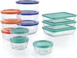 Pyrex Simply Store 12-Pack Mixed Sized Glass Food Storage Set, Round & Rectangular Containers With Lids, BPA-Free, Dishwasher & Microwave Safe