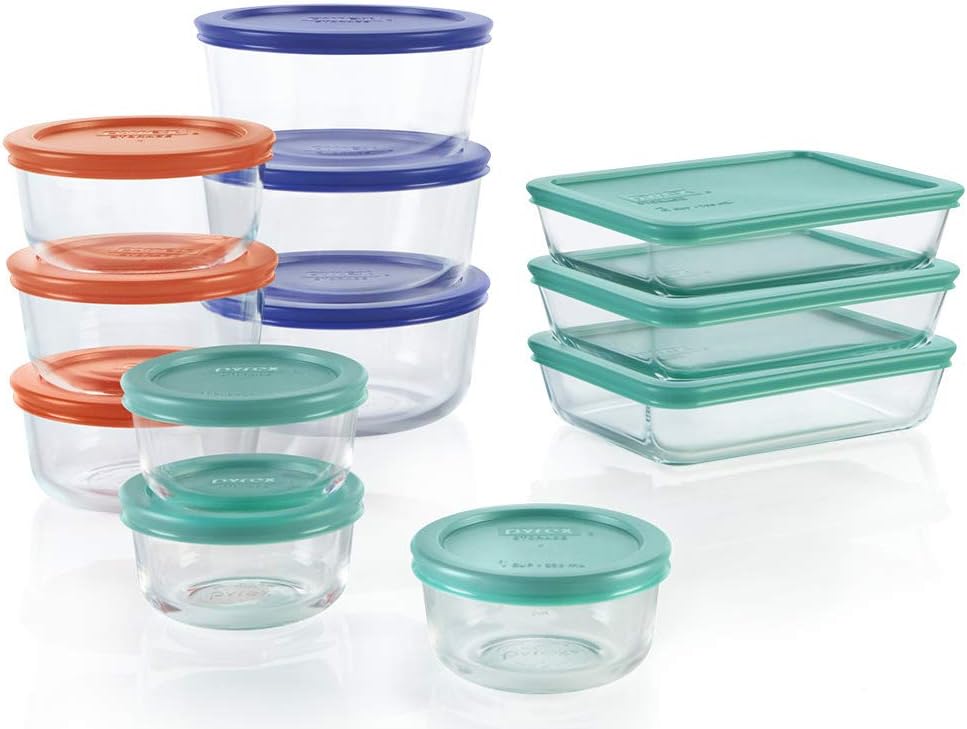 Pyrex Simply Store 12-Pack Mixed Sized Glass Food Storage Set, Round & Rectangular Containers With Lids, BPA-Free, Dishwasher & Microwave Safe Pyrex Simply Store 12-Pack Mixed Sized Glass Food Storage Set, Round & Rectangular Containers With Lids, BPA-Free, Dishwasher & Microwave Safe