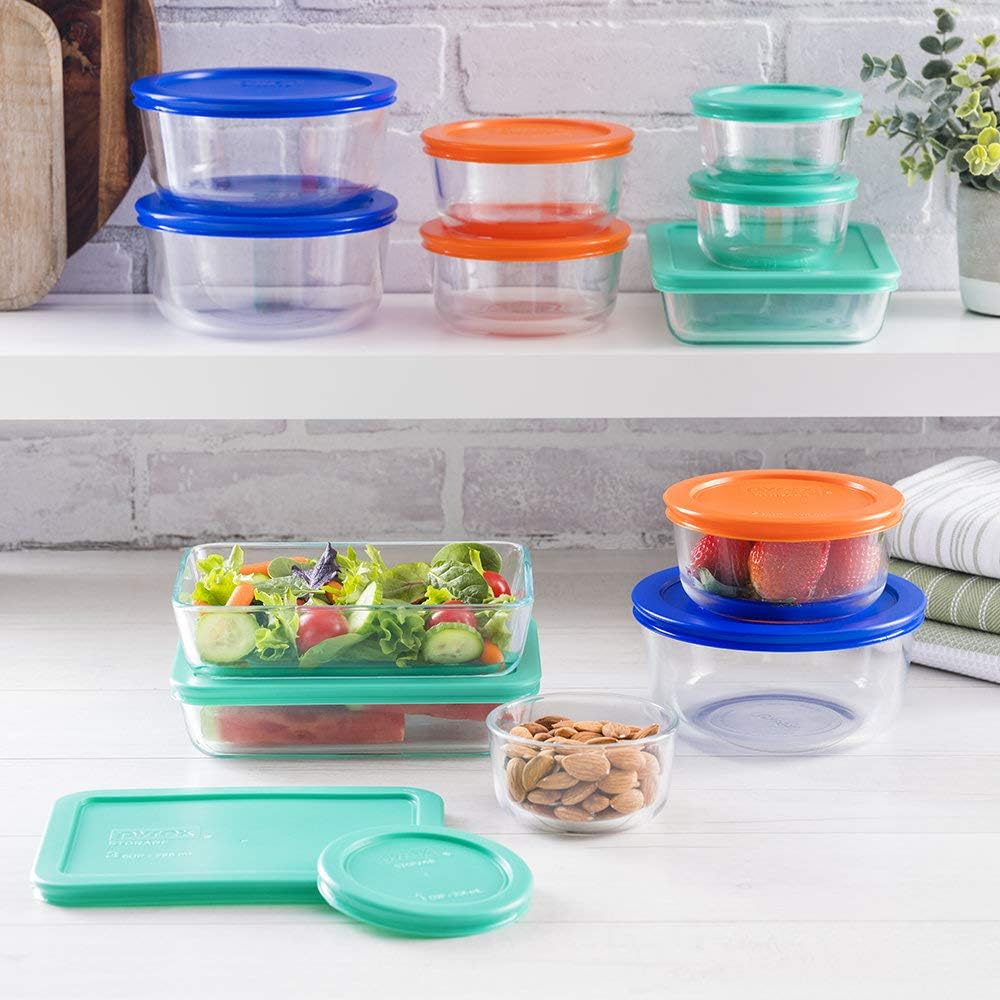 Pyrex Simply Store 12-Pack Mixed Sized Glass Food Storage Set, Round & Rectangular Containers With Lids, BPA-Free, Dishwasher & Microwave Safe2