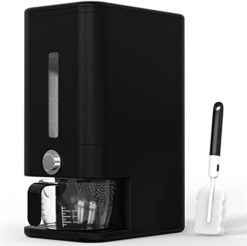 Rice Dispenser - 26.5 lbs Rice Storage Container with Measuring Cup, Rice Scoop & Sponge – Large Cereal Grain Bucket with Scale for Kitchen Pantry Organization, BPA-free, Airtight (Black)