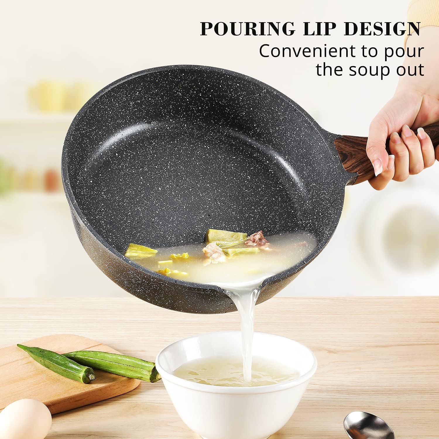 SENSARTE Nonstick Deep Frying Pan Skillet, 11-inch Saute Pan with Lid, Stay-cool Handle, Chef Pan Healthy Stone Cookware Cooking Pan, Induction Compatible, PFOA Free9