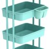 Simple Houseware 4-Tier Multifunctional Rolling Utility Cart with Hanging Buckets, Turquoise