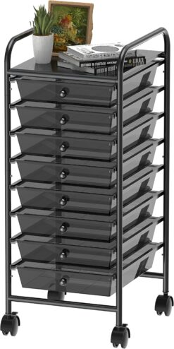 Simple Houseware 8-Drawers Rolling Storage Cart, Black