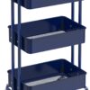 Simple Houseware Heavy Duty 3-Tier Metal Utility Rolling Cart, Navy