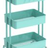 Simple Houseware Heavy Duty 3-Tier Metal Utility Rolling Cart, Turquoise