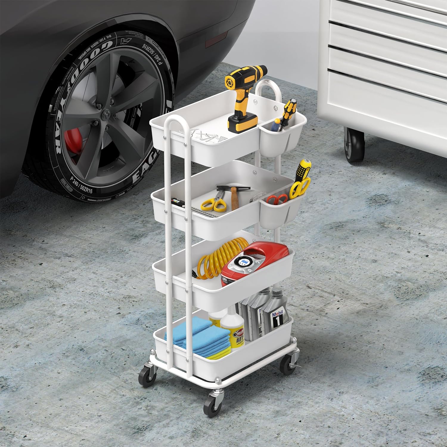 Simple Houseware Heavy Duty 4-Tier Utility Rolling Cart, White4