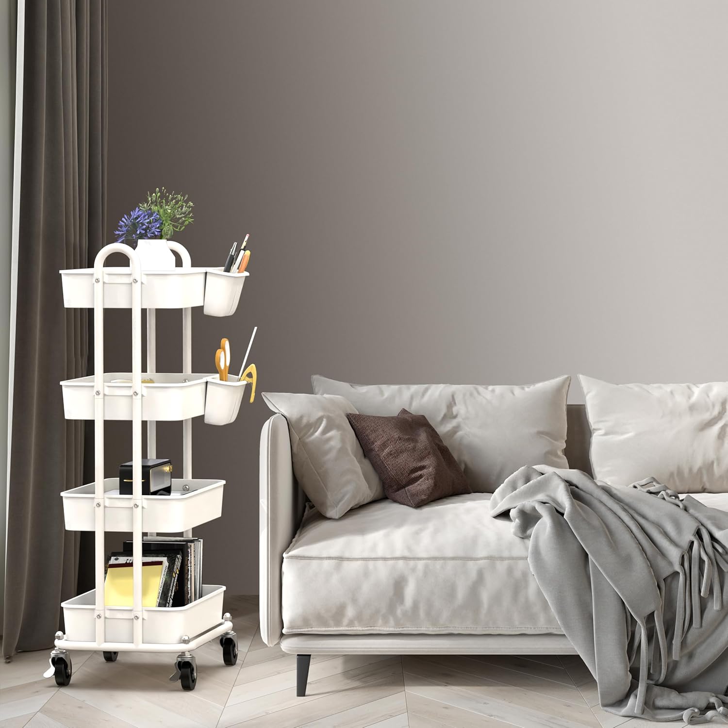 Simple Houseware Heavy Duty 4-Tier Utility Rolling Cart, White8