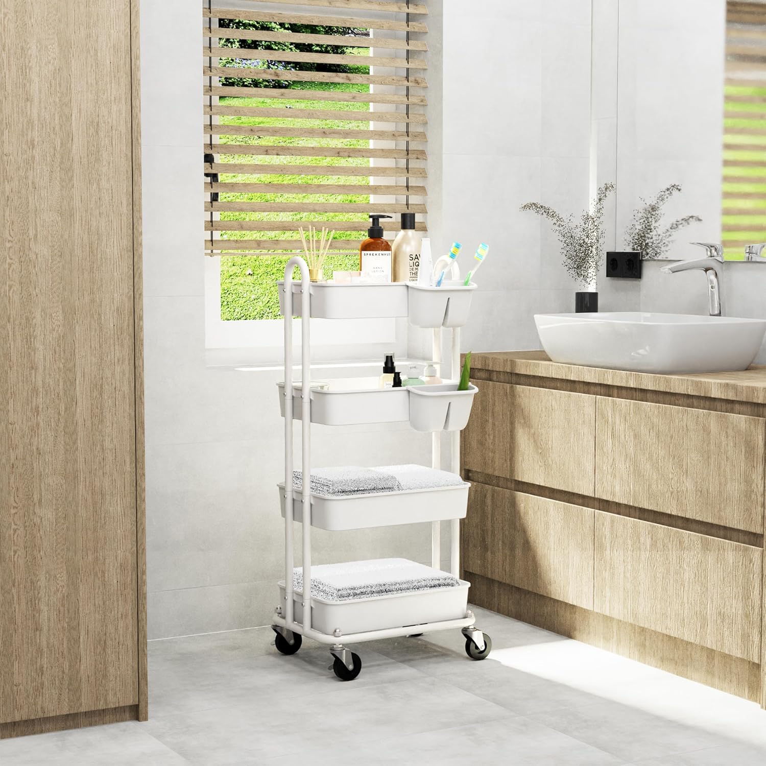 Simple Houseware Heavy Duty 4-Tier Utility Rolling Cart, White9