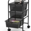 Simple Houseware Utility Cart with 3 Drawers Rolling Storage Art Craft Organizer on Wheels, Black