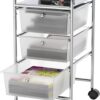 Simple Houseware Utility Cart with 3 Drawers Rolling Storage Art Craft Organizer on Wheels, Chrome
