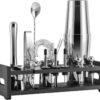 Soing 24-Piece Cocktail Shaker Set,Perfect Home Bartender Kit for Drink Mixing,Stainless Steel Bar Tools with Stand,Velvet Carry Bag & Recipes Cards Included (Silver)