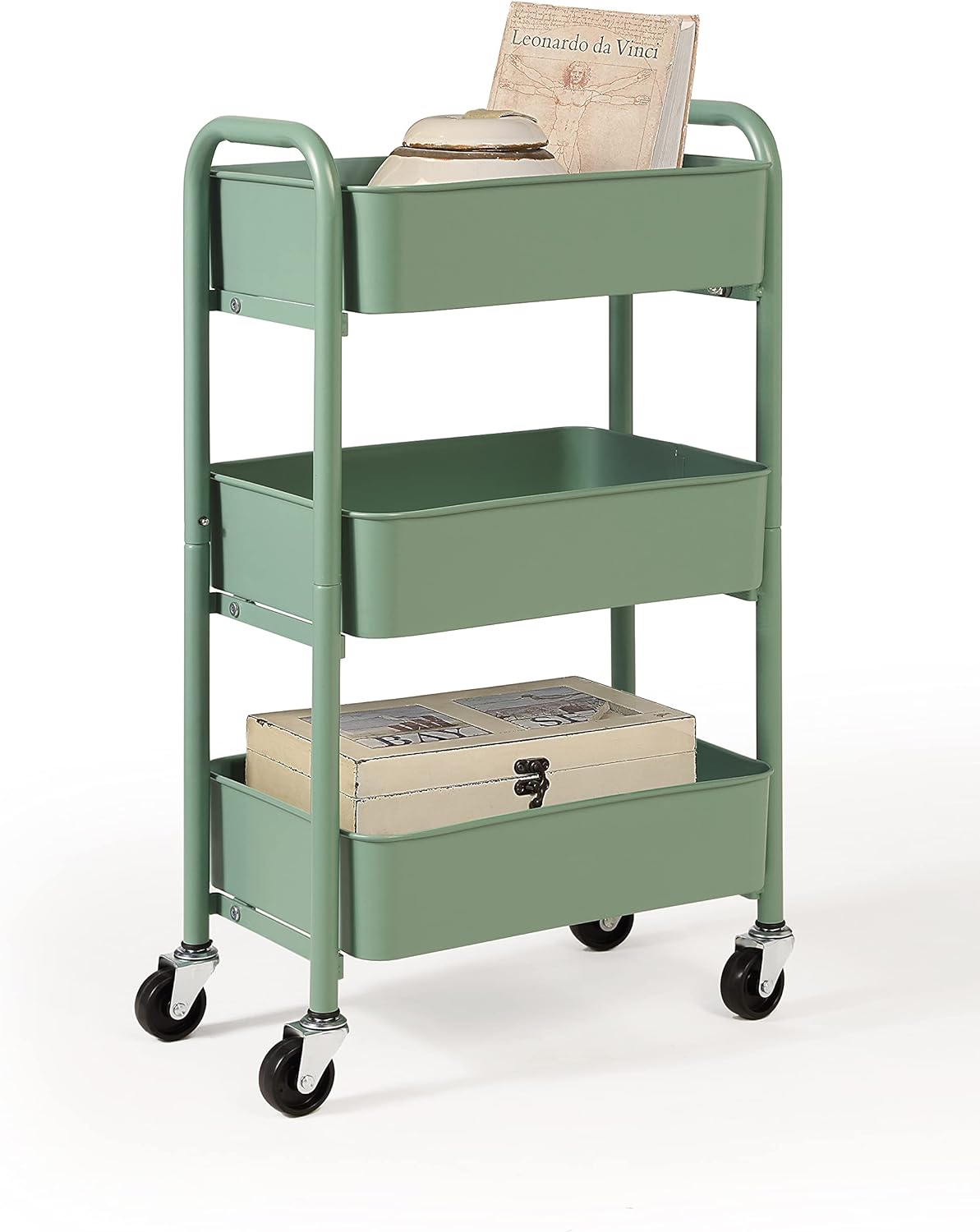 SunnyPoint 3-Tier Delicate Compact Rolling Metal Storage Organizer - Mobile Utility Cart Kitchen Under Desk Cart with Caster Wheels (TURQ, Compact (15.5 X 26.8 X 10.27)) SunnyPoint 3-Tier Delicate Compact Rolling Metal Storage Organizer - Mobile Utility Cart Kitchen/Under Desk Cart with Caster Wheels (TURQ, Compact (15.5" X 26.8" X 10.27"))