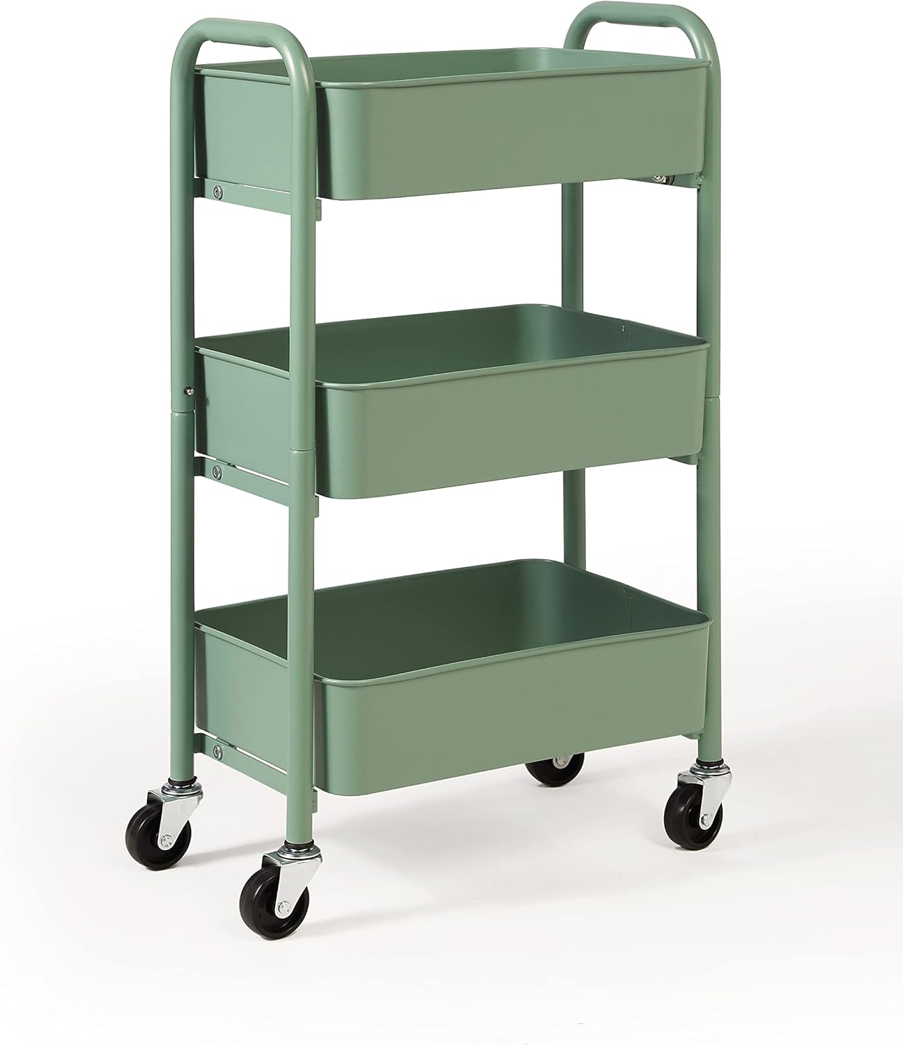SunnyPoint 3-Tier Delicate Compact Rolling Metal Storage Organizer - Mobile Utility Cart Kitchen Under Desk Cart with Caster Wheels (TURQ, Compact (15.5 X 26.8 X 10.27))1