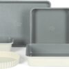 Sur La Table Kitchen Essential Carbon Steel Baking Pans Bakeware Set W/Premium PFA Free Grey Ceramic Non stick - Linen White Exterior