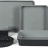 Sur La Table Kitchen Essential Carbon Steel Baking Pans Bakeware Set W/Premium PFA Free Grey Ceramic Nonstick - Black Exterior