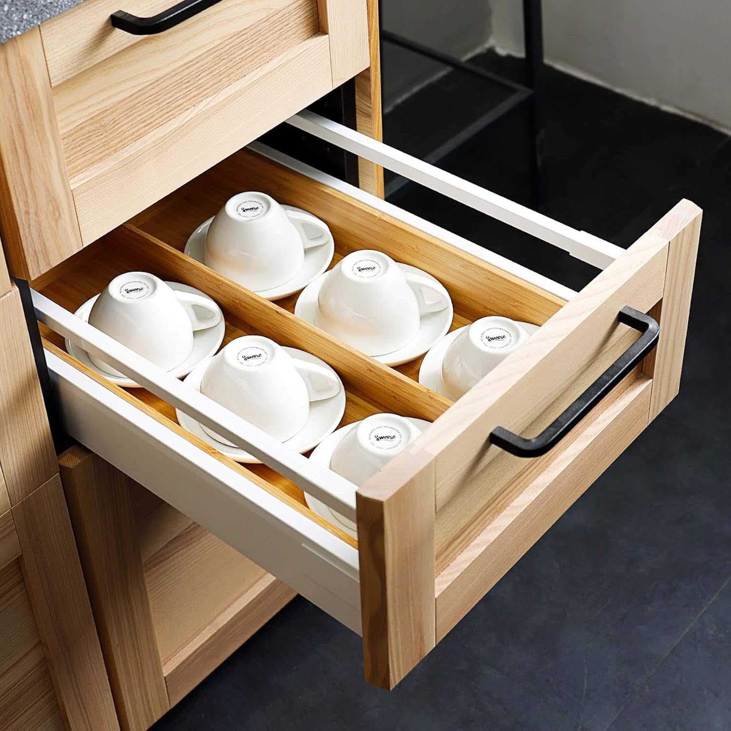 Sweese 6 Ounce Cappuccino Cups with Saucers, Porcelain Double Espresso Cups Set of 6 - White8