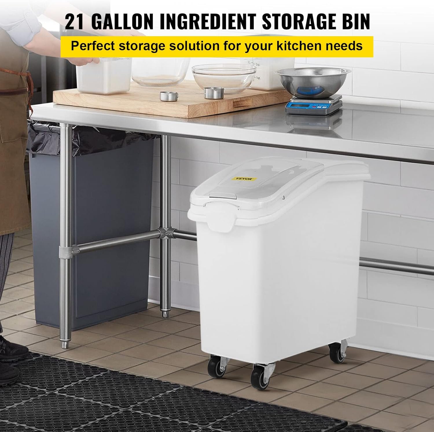 VEVOR 21 Gallon Ingredient Bin with Scoop 400 Cup Ingredient Bin with Sliding Lid Commercial Food Storage for Kitchen1
