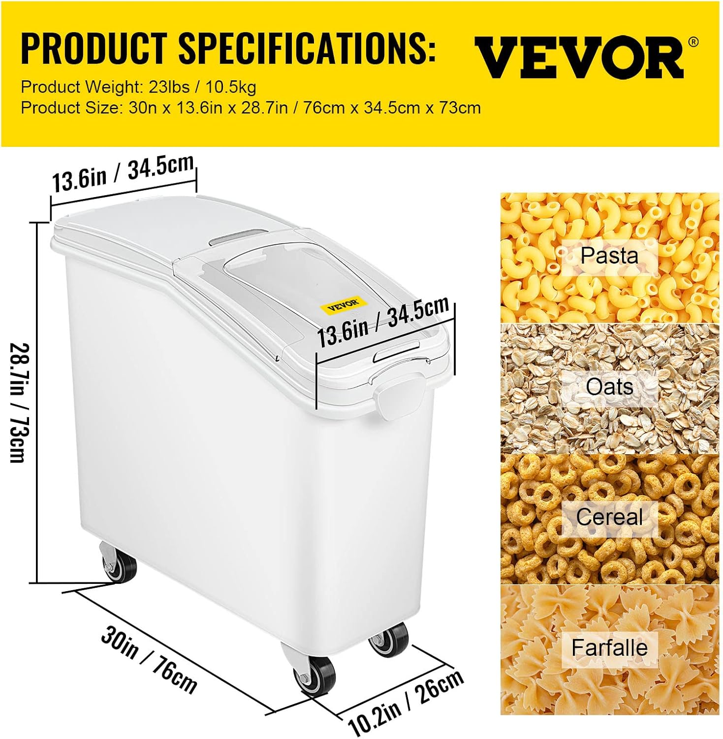 VEVOR 21 Gallon Ingredient Bin with Scoop 400 Cup Ingredient Bin with Sliding Lid Commercial Food Storage for Kitchen4