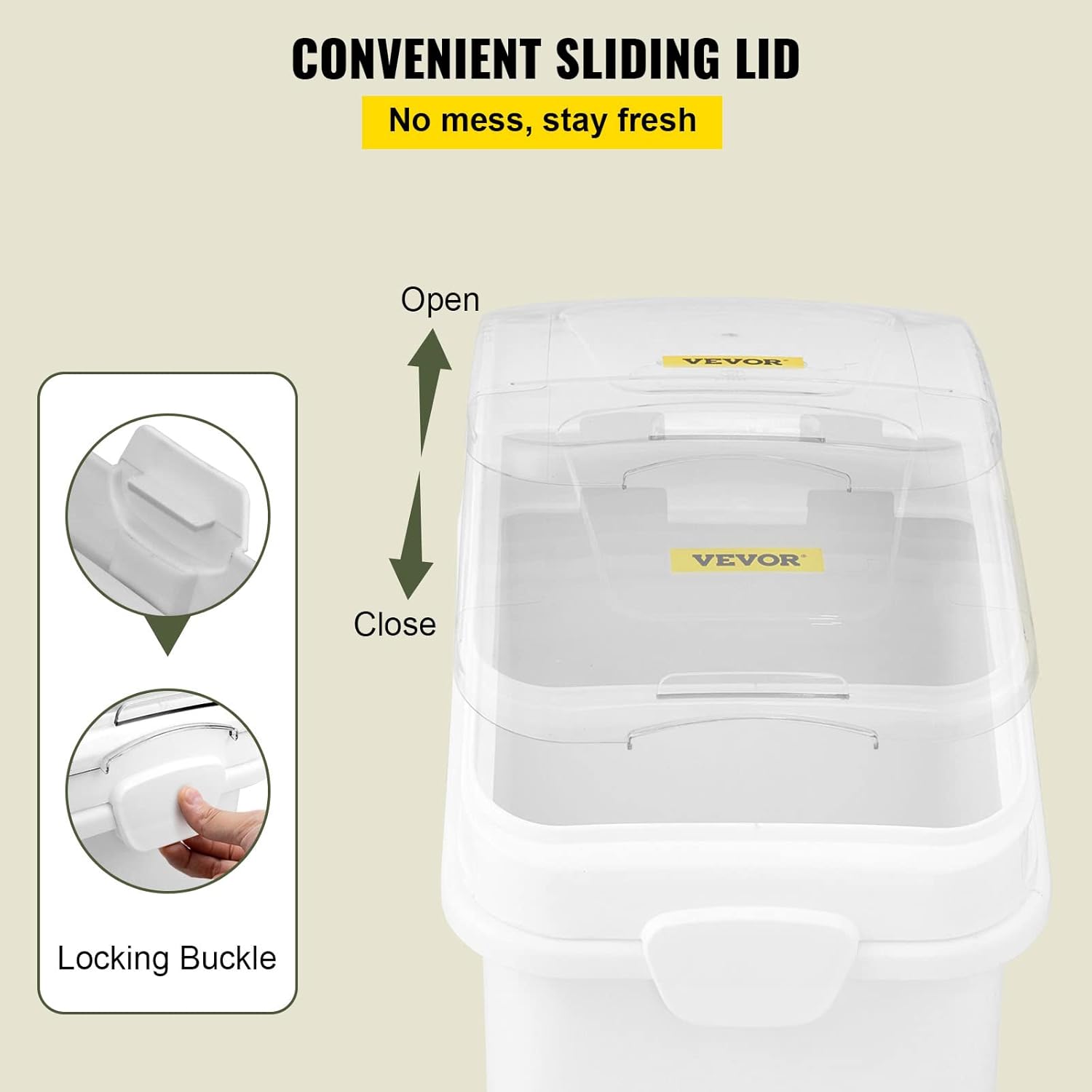 VEVOR 21 Gallon Ingredient Bin with Scoop 400 Cup Ingredient Bin with Sliding Lid Commercial Food Storage for Kitchen7