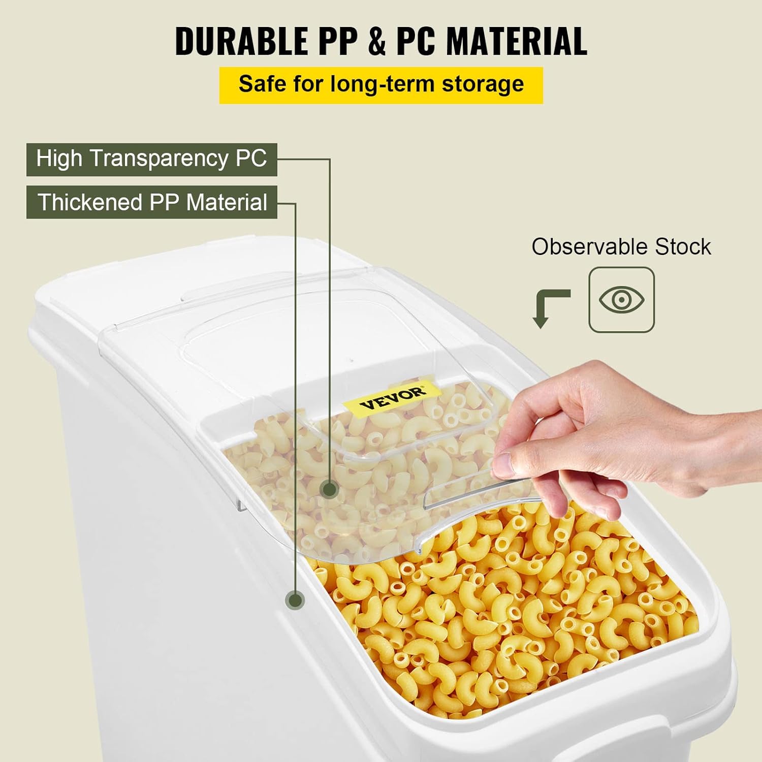 VEVOR 21 Gallon Ingredient Bin with Scoop 400 Cup Ingredient Bin with Sliding Lid Commercial Food Storage for Kitchen8