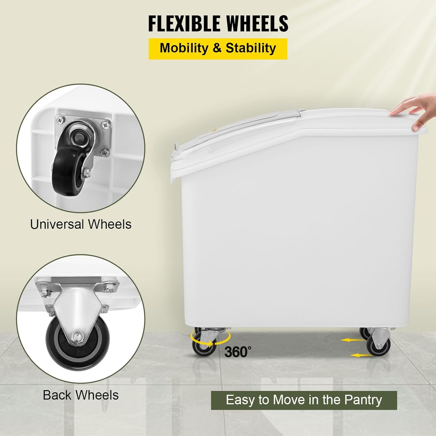 VEVOR 21 Gallon Ingredient Bin with Scoop 400 Cup Ingredient Bin with Sliding Lid Commercial Food Storage for Kitchen9
