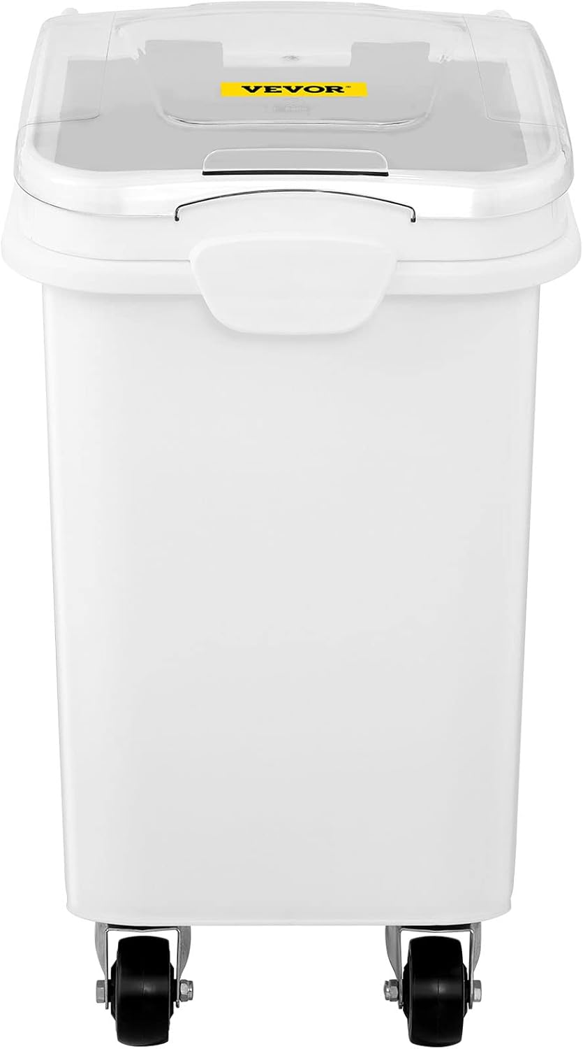 VEVOR 27 Gallon food storage containers 500 Cup Ingredient Bin with Scoop and Sliding Lid Commercial Food Container Ideal for rice storage, dog food container, flour, and sugar containers, White3